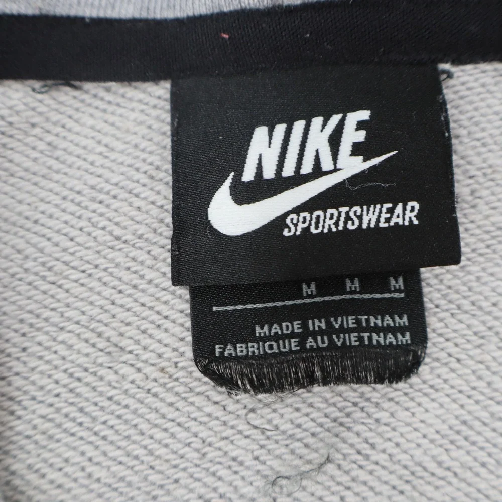 Nike Sportswear Hoodie Mens‎ Medium Grey Red Bonded Zip Tech Fleece NSW Full Zip
